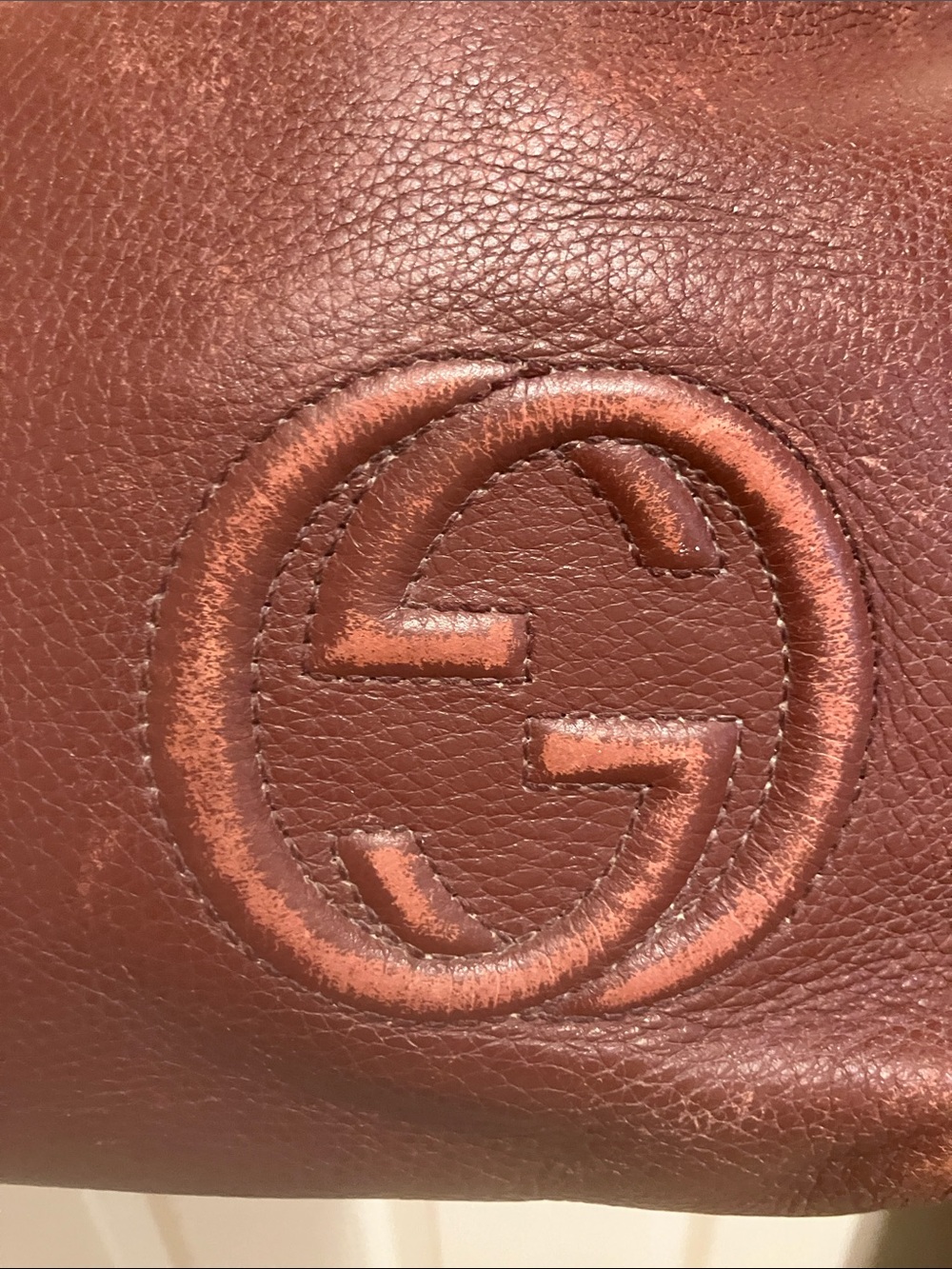 Gucci Soho Interlocking GG Crossbody Bag Wine Bordeaux Leather - Picture 8 of 14